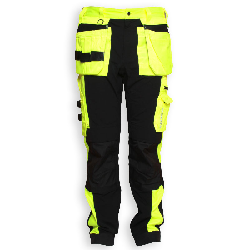 WORTEX W930 stretch-työhousut riipputaskuilla keltainen